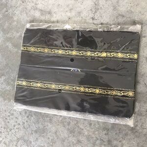 Deadstock Black Leather 1960s Floral Embossed Card Carrier Tissue Ladies Purse